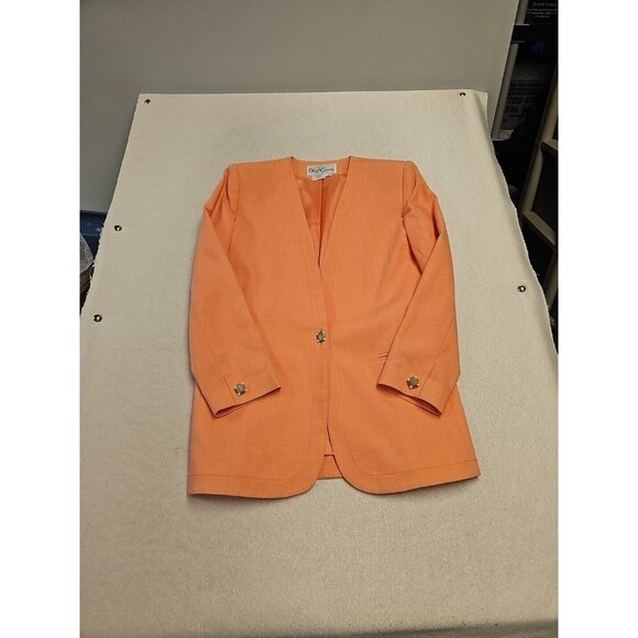 Oleg Cassini Jackets & Blazers - Oleg Cassini Vintage 90s Oarnge Long 1 Button Jacket SIZE 10 Lined